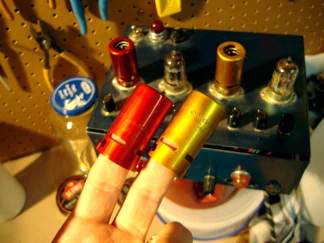 Vacuum tube covers, with the vacuum tube project in the background.